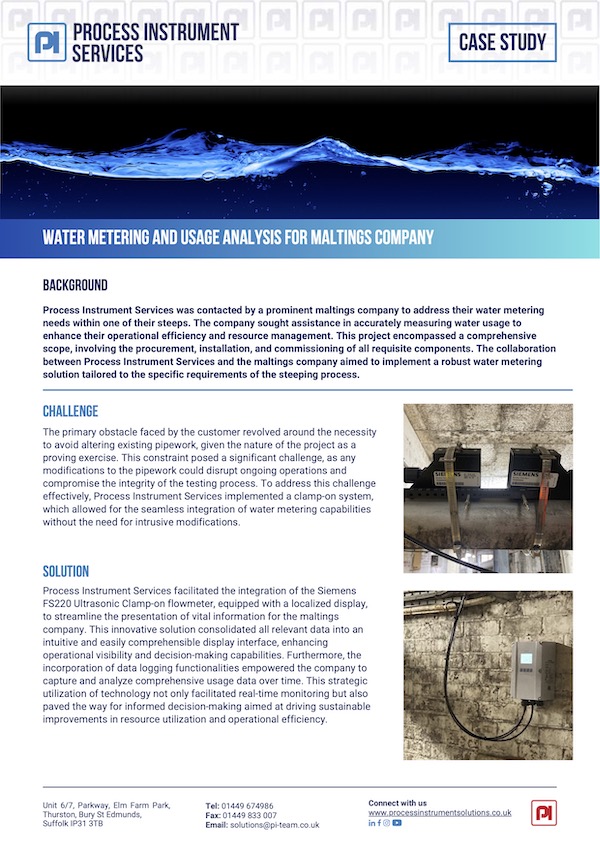 water metering and usage analysis for maltings company