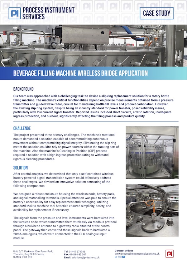 beverage Filling Machine Wireless Bridge Application
