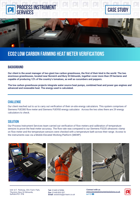 ECO2 Low carbon farming heat meter verifications