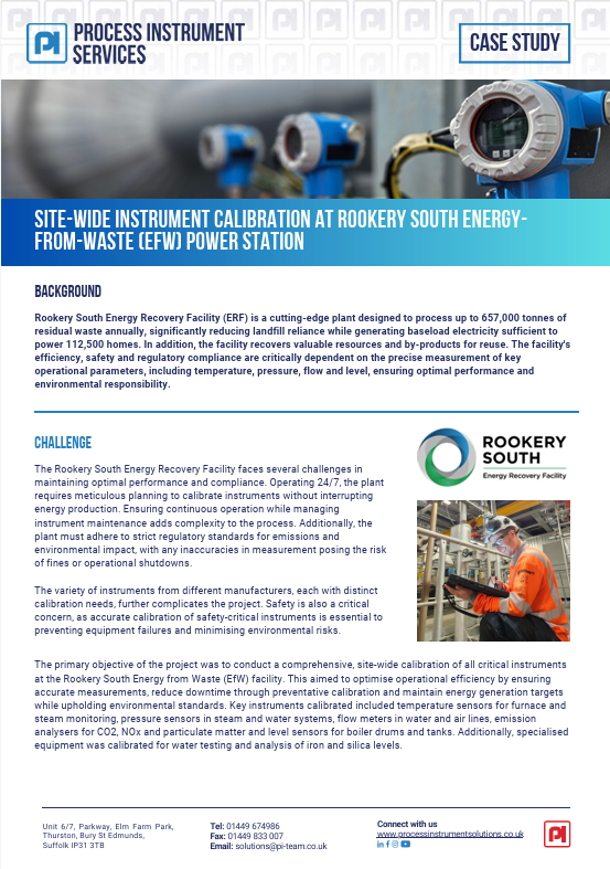 Site-Wide Instrument Calibration at Rookery South Energy-from-Waste (EfW) Power Station